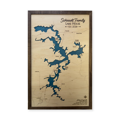 Lake Eufaula Oklahoma Schaudt Family Single Water Layer Wood Map — 1 water layer main photo [MC20261006 q2582 5861f8977593]