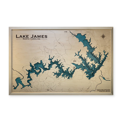 Lake James, North Carolina Wood Map — plain-background photo [MC20261006 q2584 ec929bba920f]