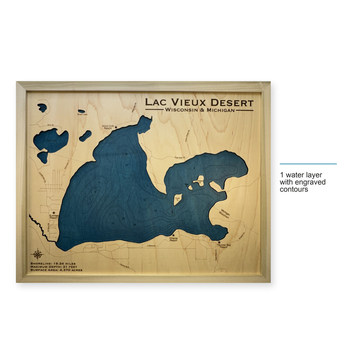 Lac Vieux Desert, Wisconsin and Michigan Wood Map — style-labeled photo [MC20261006 q2609 5b47409989c6]