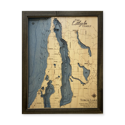 Torch Lake Michigan Littlejohn Family Multilayer Wood Map — Multilayer water main photo [MC20261006 q2613 4364c67e71ea]