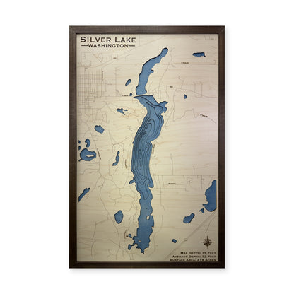 Silver Lake, Washington Wood Map — plain-background photo [MC20261006 q2632 323b3bb54cb6]