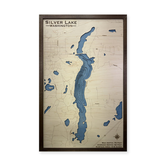 Silver Lake, Washington Wood Map — plain-background photo [MC20261006 q2632 323b3bb54cb6]