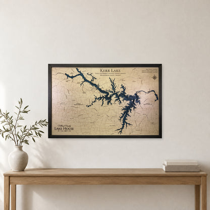 Kerr Lake Hilliard Family Multilayer Wood Map — room mockup [MC20261006 q2697 4a74e8cbd036]