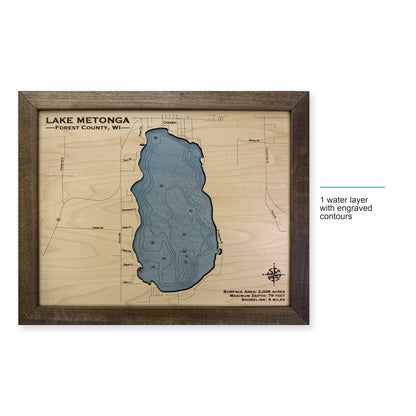 Lake Metonga, Forest County, Wisconsin Wood Map — style-labeled photo [MC20261006 q2743 90636920c303]