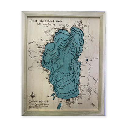 Lake Tahoe Great Lake Escape Bill Legendary Lap Natural Multilayer Wood Map — Multilayer water main photo [MC20261006 q2745 8ac4fc44baa9]