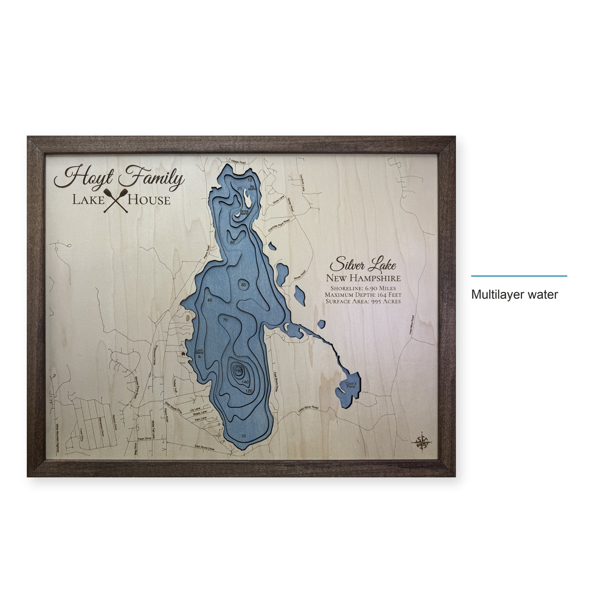 Silver Lake, New Hampshire Wood Map — style-labeled photo [MC20261006 q2748 e01fdd7d255e]