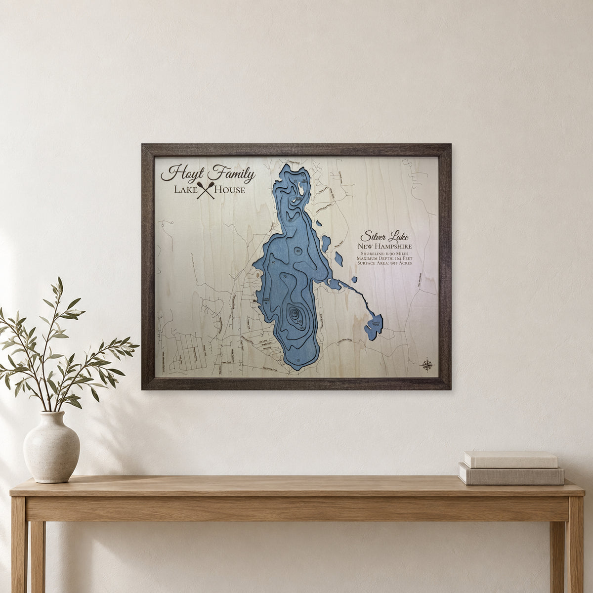 Silver Lake, New Hampshire Wood Map — room mockup [MC20261006 q2748 a191bcd93e80]