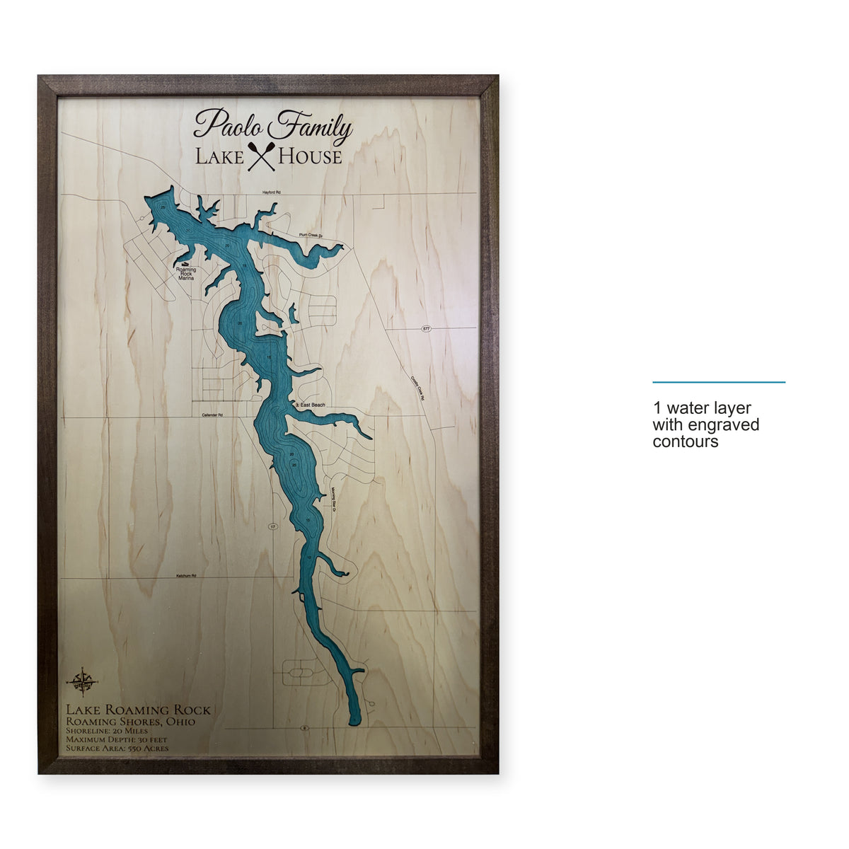 Lake Roaming Rock Ohio Paolo Family Engraved Water Wood Map — style-labeled photo [MC20261006 q2775 25d0eb81c130]