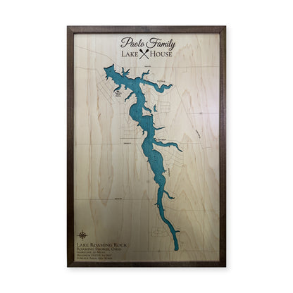 Lake Roaming Rock Ohio Paolo Family Engraved Water Wood Map — 1 water layer with engraved contours main photo [MC20261006 q2775 e0afc5b37efe]