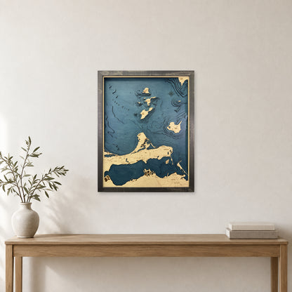 Lake Erie Islands Sandusky Charcoal Multilayer Wood Map — room mockup [MC20261006 q2810 1665f31fb255]