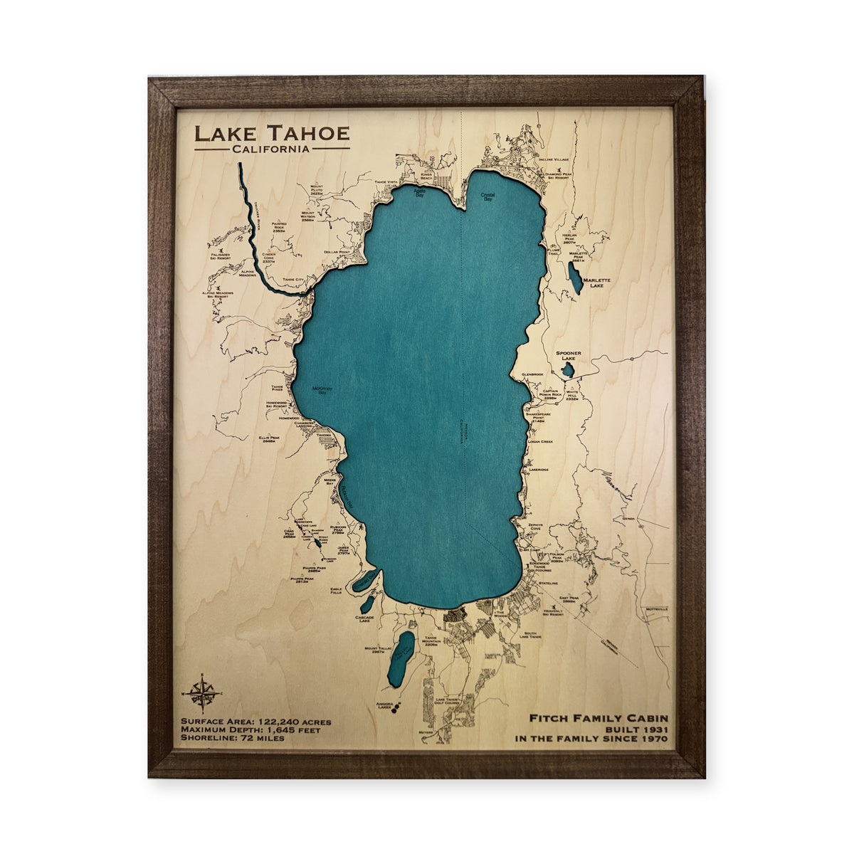 Lake Tahoe California Fitch Family Cabin Single Water Wood Map — 1 water layer main photo [MC20261006 q2824 2bd5934fb4e3]