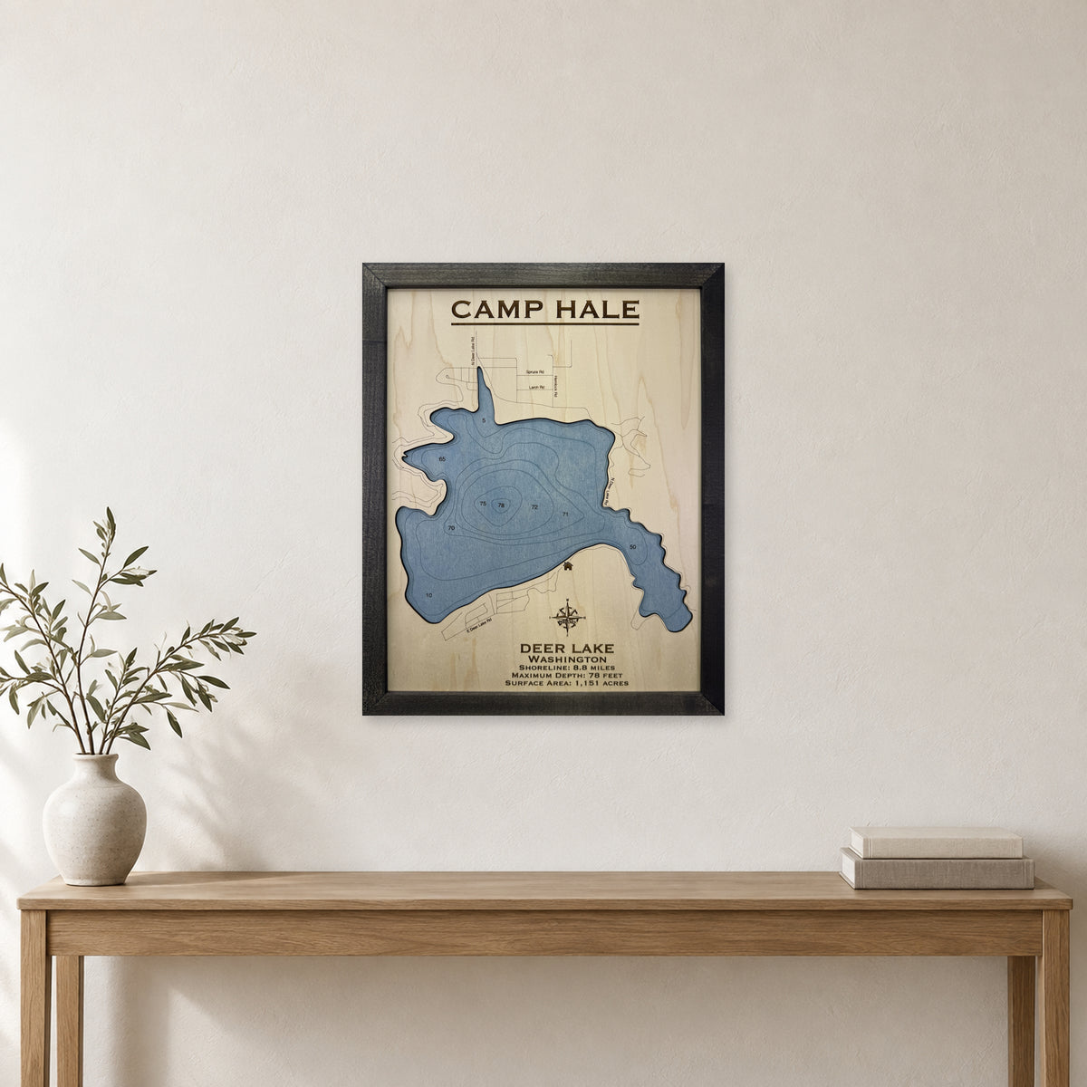 Deer Lake, Washington Wood Map — room mockup [MC20261006 q2828 acb24b3181f1]