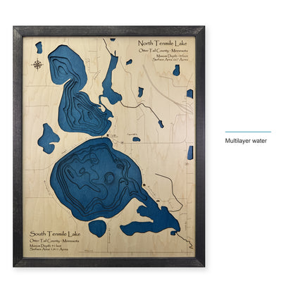 North and South Tenmile Lakes, Minnesota Wood Map — style-labeled photo [MC20261006 q2851 bea5fe8e3a92]