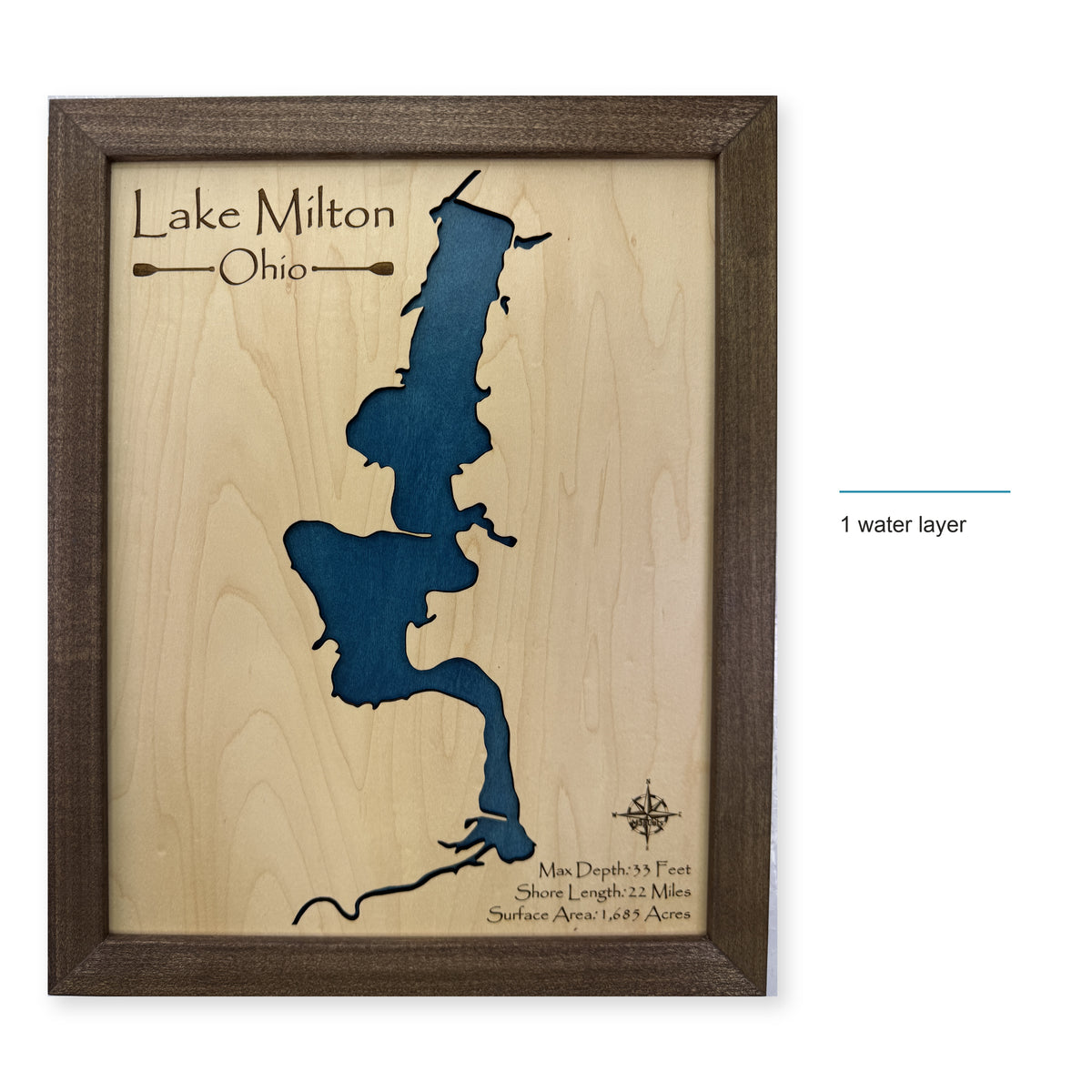 Lake Milton Ohio Walnut Script Title Single Water Wood Map — style-labeled photo [MC20261006 q2874 6a52ea00abcb]