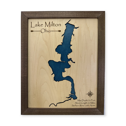 Lake Milton Ohio Walnut Script Title Single Water Wood Map — 1 water layer main photo [MC20261006 q2874 6b68db5d514c]