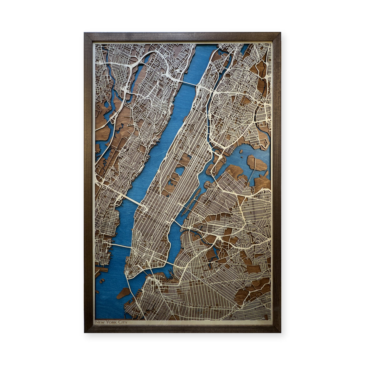 New York City Walnut Plain Title Layered Street Wood Map — Multilayer land and streets main photo [MC20261006 q2896 158724d84f8d]