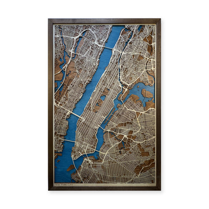New York City Walnut Plain Title Layered Street Wood Map — Multilayer land and streets main photo [MC20261006 q2896 158724d84f8d]