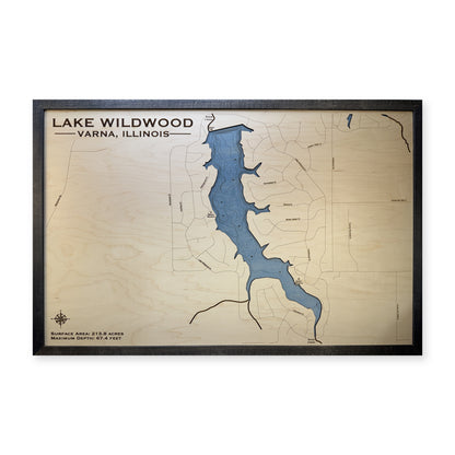 Lake Wildwood, Varna, Illinois Wood Map — plain-background photo [MC20261006 q2898 e813796735df]