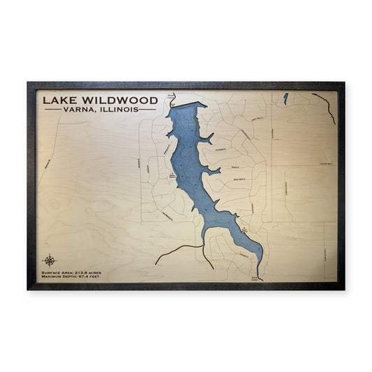 Lake Wildwood, Varna, Illinois Wood Map — plain-background photo [MC20261006 q2898 e813796735df]