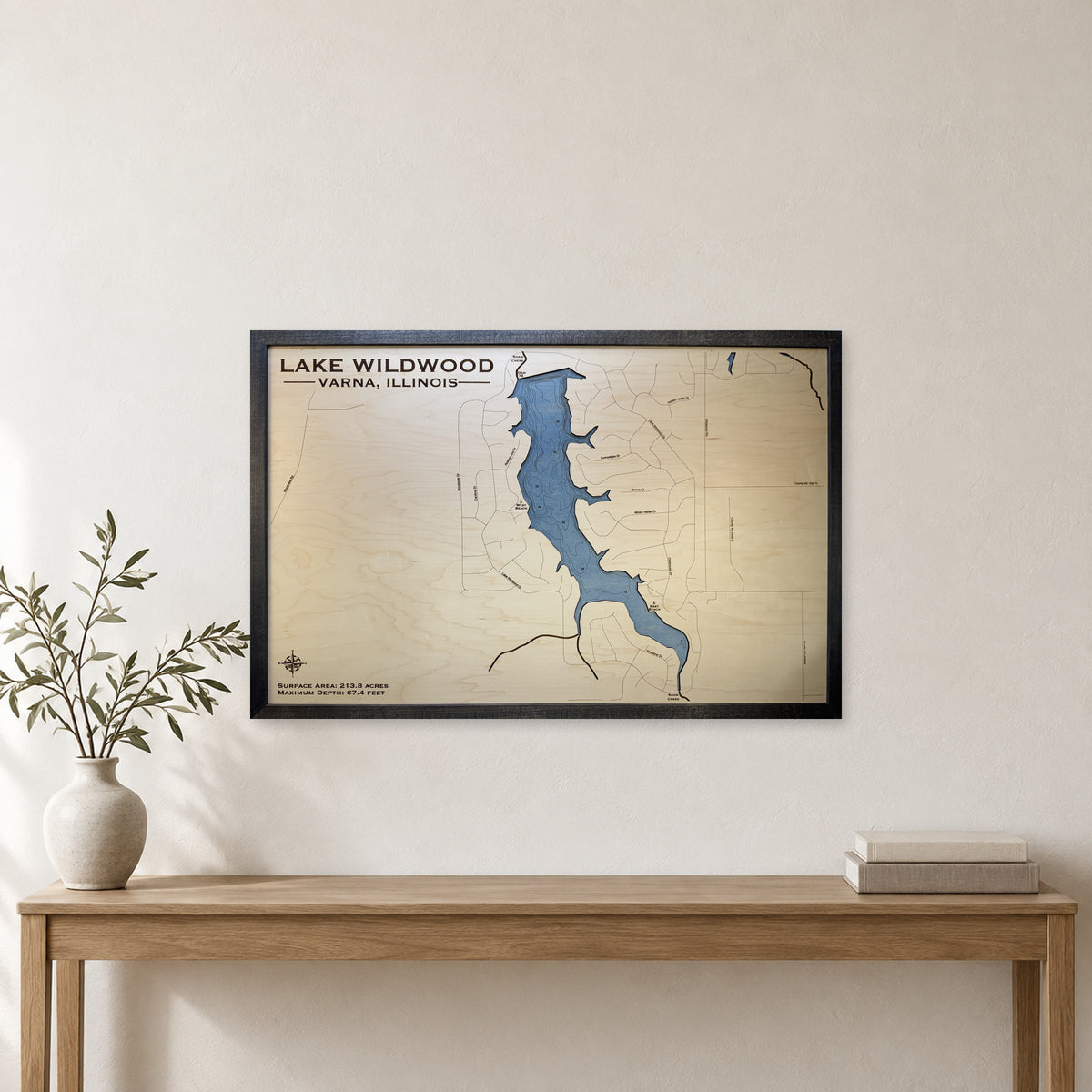 Lake Wildwood, Varna, Illinois Wood Map — room mockup [MC20261006 q2898 072d176b3e4e]