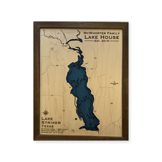 Lake Striker, Texas Wood Map — plain-background photo [MC20261006 q2910 662574e408e6]