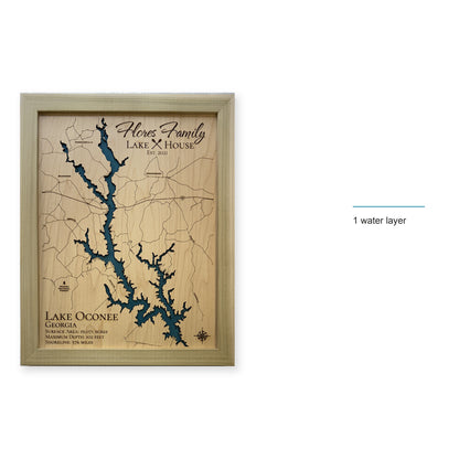 Lake Oconee Georgia Flores Family Single Water Wood Map — style-labeled photo [MC20261006 q2929 f5158683bd39]