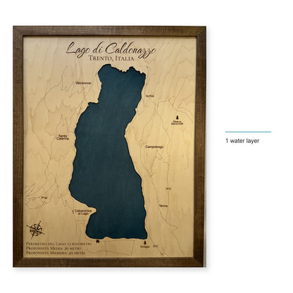 Lago di Caldonazzo, Trento, Italy Wood Map — style-labeled photo [MC20261006 q2937 ed1868d8a542]
