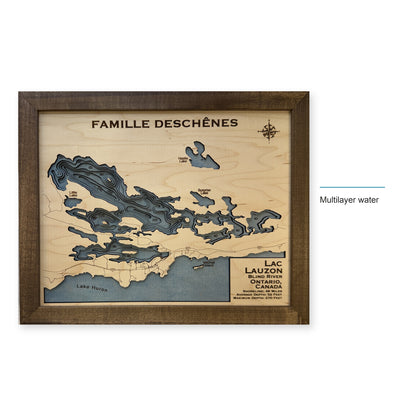 Lac Lauzon, Blind River, Ontario Wood Map — style-labeled photo [MC20261006 q2945 024adfbf1a05]