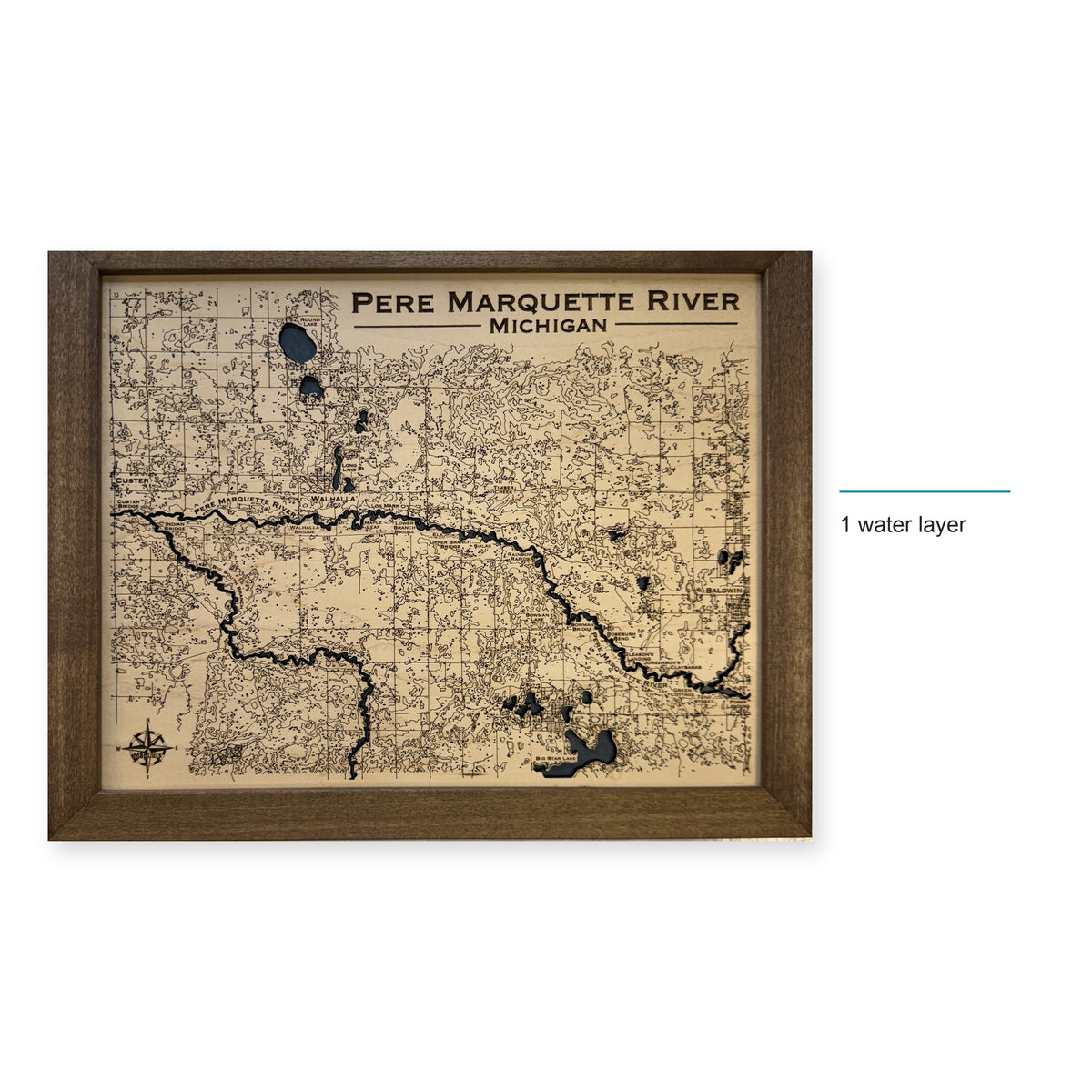 Pere Marquette River, Michigan Wood Map — style-labeled photo [MC20261006 q2958 b7e96822c104]