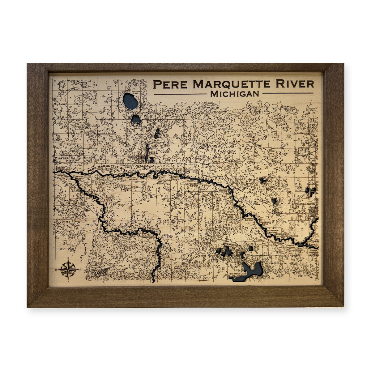 Pere Marquette River, Michigan Wood Map — plain-background photo [MC20261006 q2958 1746f55d6aee]