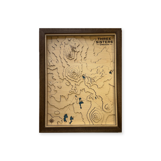 Three Sisters Oregon Multilayer Topographic Wood Map — Multilayer land main photo [MC20261006 q2965 7c1b9d739530]