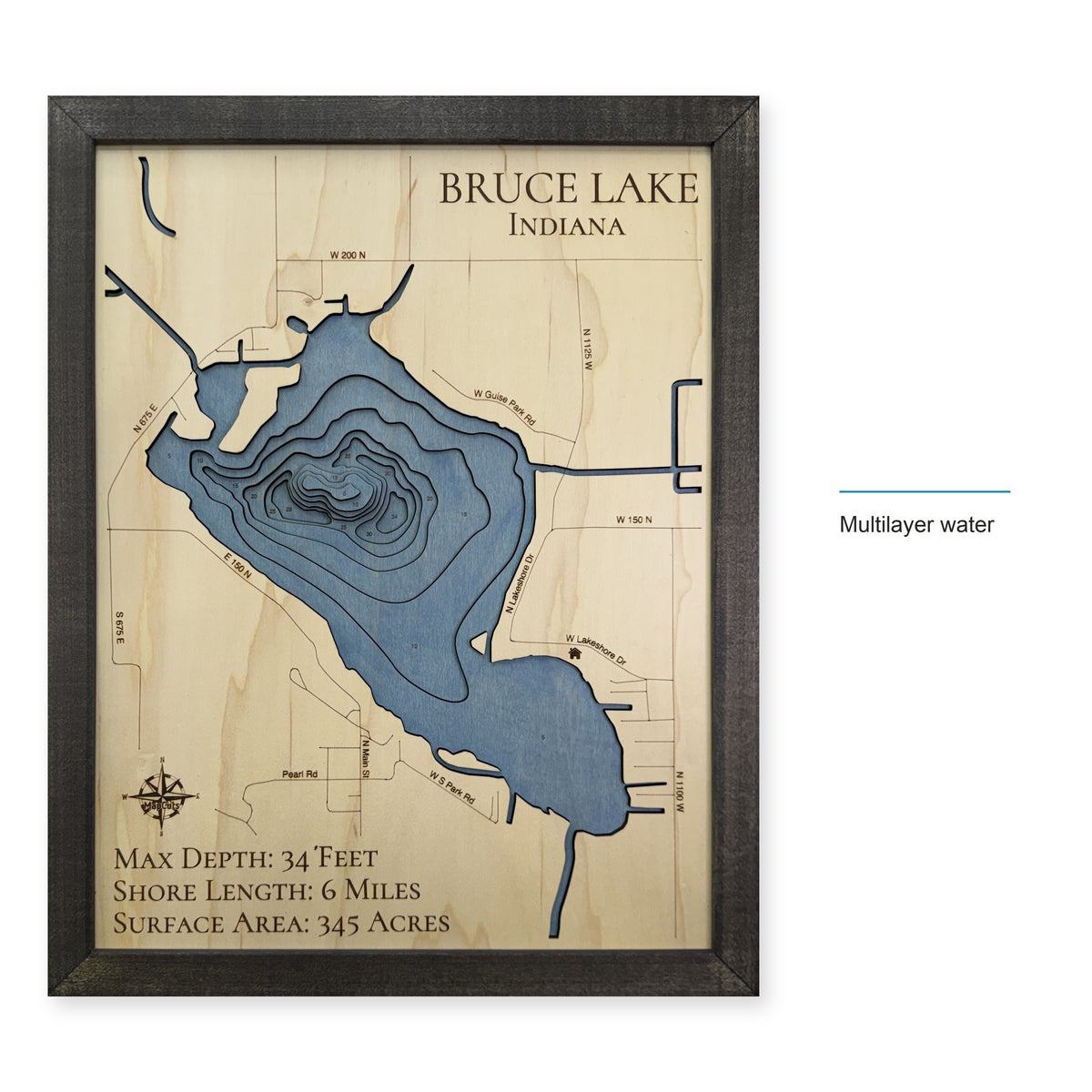 Bruce Lake, Indiana Wood Map — style-labeled photo [MC20261006 q2967 9ed0dd00dd2e]