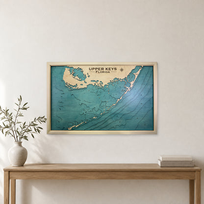 Upper Keys Florida Multilayer Wood Map — room mockup [MC20261006 q2982 656703b5019d]