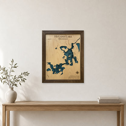 Hi-Land Lake, Michigan Wood Map — room mockup [MC20261006 q2992 83ac2ae0f3bc]