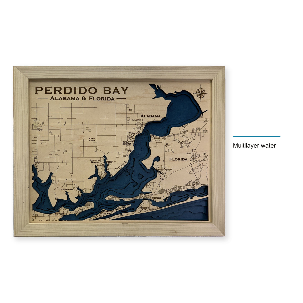 Perdido Bay, Alabama and Florida Wood Map — style-labeled photo [MC20261006 q2998 9080bf5dd57d]