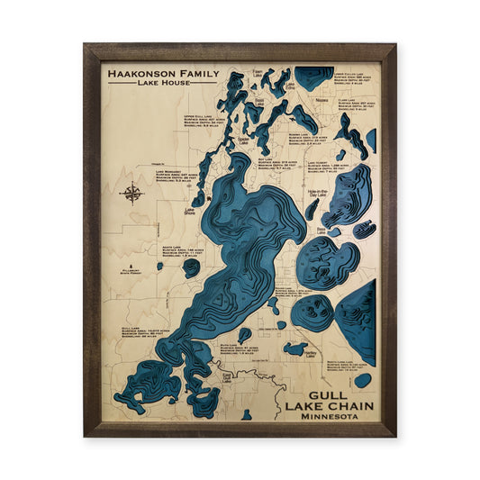 Gull Lake Chain Minnesota Haakonson Family Multilayer Wood Map — Multilayer water main photo [MC20261006 q3004 ffb661c4370b]