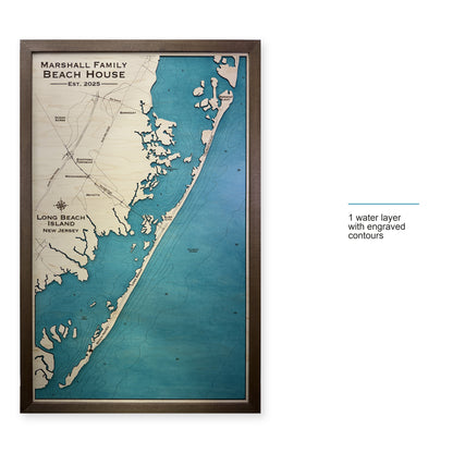 Long Beach Island New Jersey Marshall Family Wood Map — style-labeled photo [MC20261006 q3021 9701417af00d]