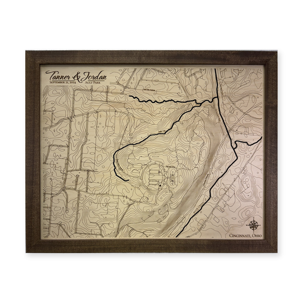 Ault Park, Cincinnati, Ohio Topographic Wood Map — plain-background photo [MC20261006 q3027 ff05271fc3b2]