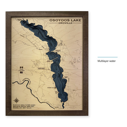 Osoyoos Lake, British Columbia and Washington Wood Map — style-labeled photo [MC20261006 q3038 b857040b5918]
