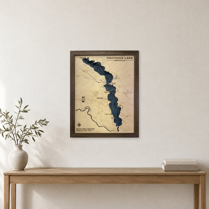 Osoyoos Lake, British Columbia and Washington Wood Map — room mockup [MC20261006 q3038 f4fa8993e719]