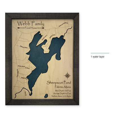 Sheepscot Pond, Palermo, Maine Wood Map — style-labeled photo [MC20261006 q3043 3fd87b7abbcb]