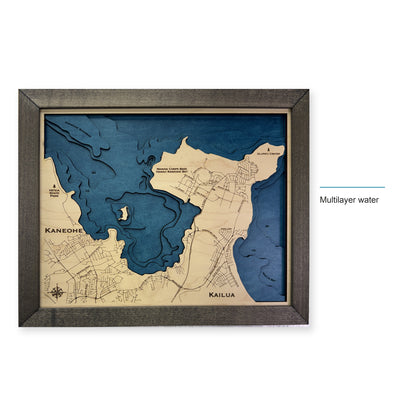 Kaneohe Bay and Kailua, Hawaii Wood Map — style-labeled photo [MC20261006 q3051 71b1ff9e92fb]