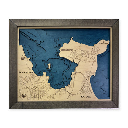 Kaneohe Bay and Kailua, Hawaii Wood Map — plain-background photo [MC20261006 q3051 c05eb29d1e15]