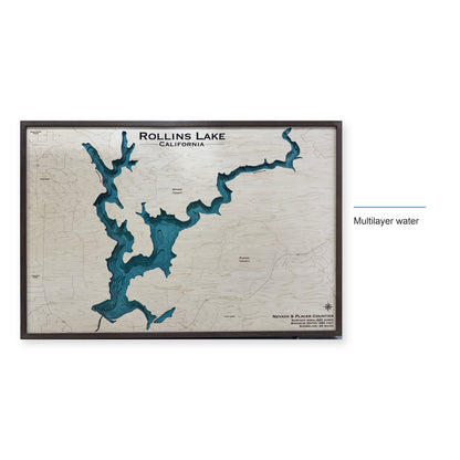 Rollins Lake, California Wood Map — style-labeled photo [MC20261006 q3053 671cd587e6d0]