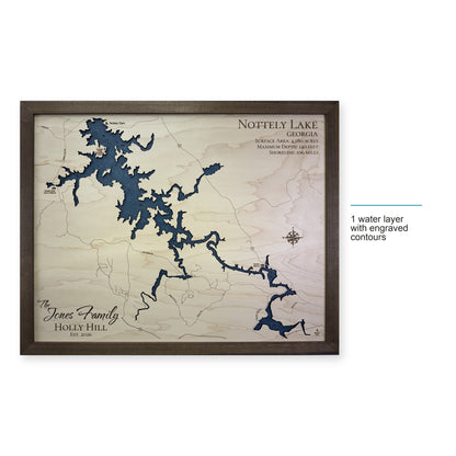 Lake Nottely Georgia Jones Family Walnut Frame Wood Map — style-labeled photo [MC20261006 q3065 0b201d6407df]