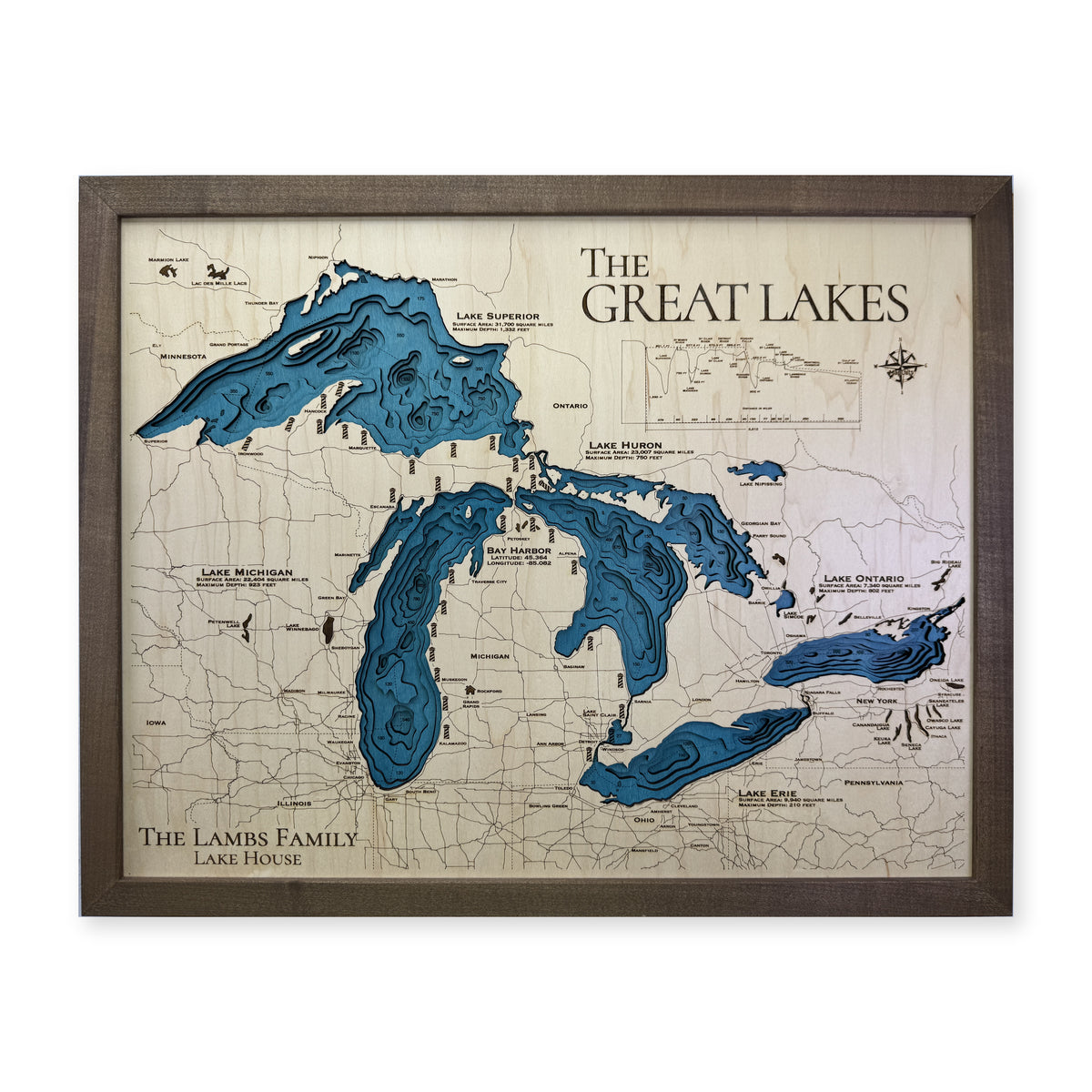 Great Lakes Lambs Family Multilayer Wood Map — Multilayer water main photo [MC20261006 q3067 04fe1799e107]