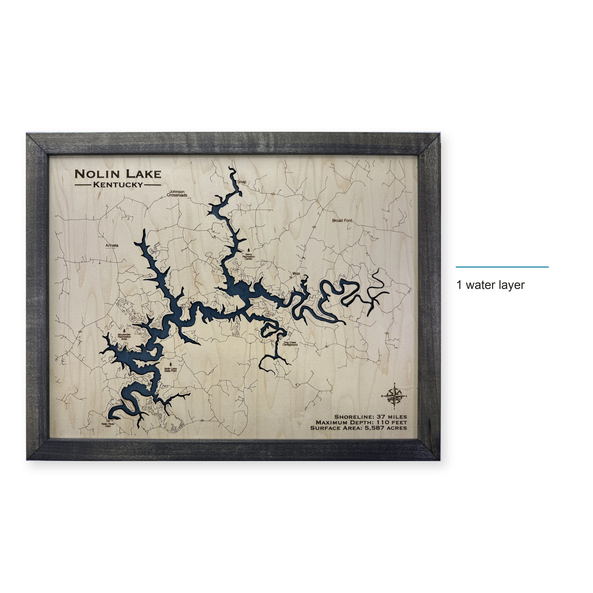 Nolin Lake Kentucky Charcoal Wood Map — style-labeled photo [MC20261006 q3094 1934e9022f08]