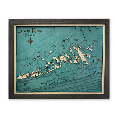 Lower Keys Florida Charcoal Multilayer Wood Map — Multilayer water main photo [MC20261006 q3103 715a04701203]