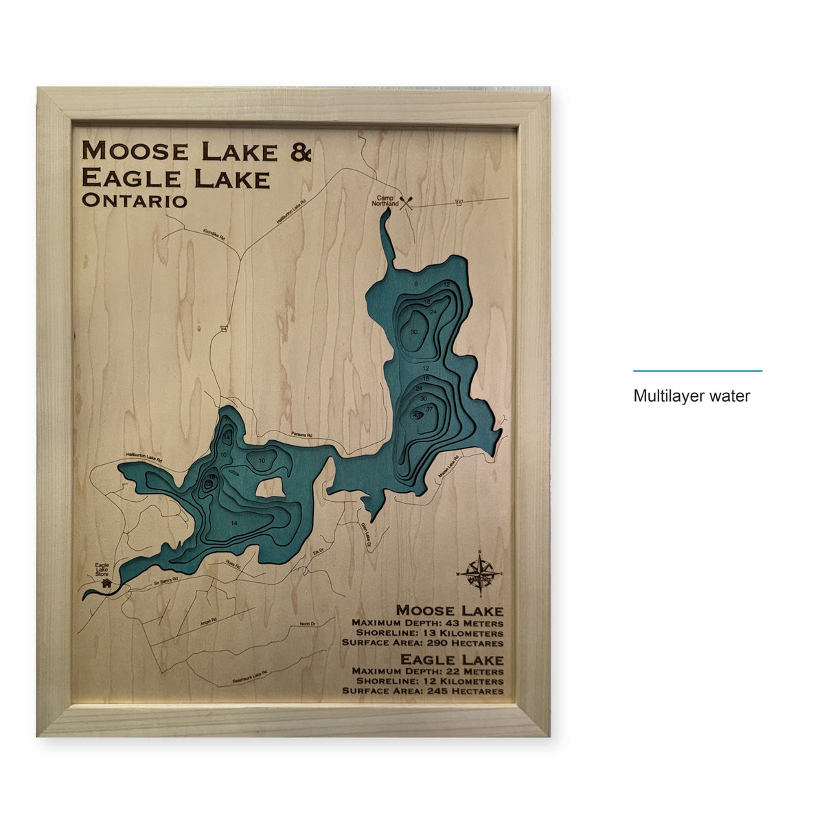Moose Lake and Eagle Lake, Ontario Wood Map — style-labeled photo [MC20261006 q3141 9fd15e5a8c86]