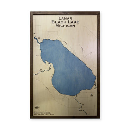 Black Lake, Michigan Wood Map — plain-background photo [MC20261006 q3143 88662fe83ff9]